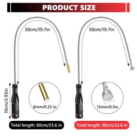 Pack of 2 Magnetic Pickups, Telescopic Rod Magnetic Tool, Flexible Rod Magnet, Strong for Picking Up Small Parts, Car Parts, Metal Items