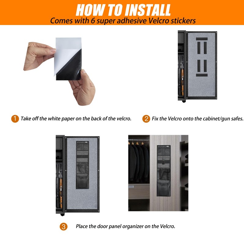 INKUITEN Gun Safe Door Organizer, Storage Accessories for Cabinet, Closet