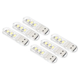 PATIKIL USB Night Light, 6 Pack Portable Plug-in Mini LED Lamp Stick 3 Beads for Home Decor Reading Sleeping Camping, White