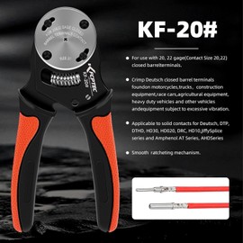 KF CPTEC Deutsch Crimper, 4-Way Indent Tool, 8-Impression Closed Barrel Crimper for Deutsch DT Series Connectors & Deutsch Contacts - Gauge 20，22