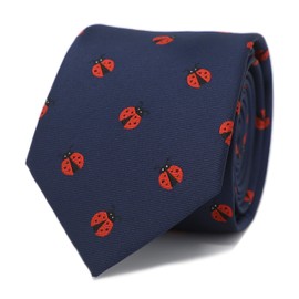 MENDEPOT - Corbata de catarina con caja de color negro y lunares rojos