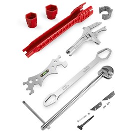 6 Pcs Multifunctional Sink Wrench & Basin Wrench Set, Plumbing Tools for Under Sink Tight Spaces, Spanner Wrench, Universal Double Ended Wrench and Faucet Wrench Tool Kit for Kitchen & Bathroom