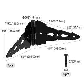 SANKEYTEW 8 Inch Heavy Duty Gate Hinges For Wooden Fences Patios Barn Doors Yard Gates With Screws Black Western Style