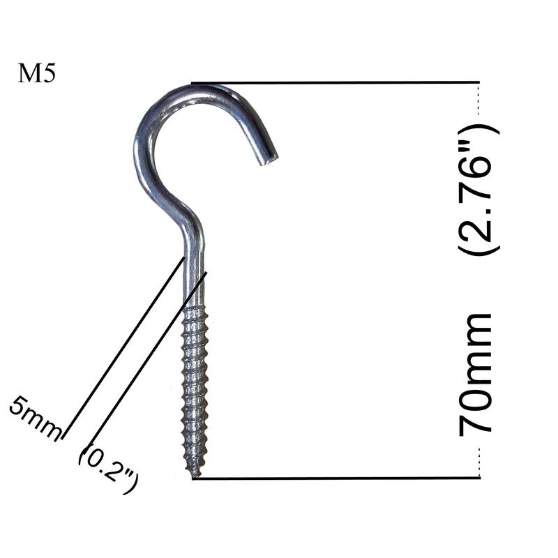 Screw in Hooks Plain Ceiling Cup Screw-in Hooks M5 Large