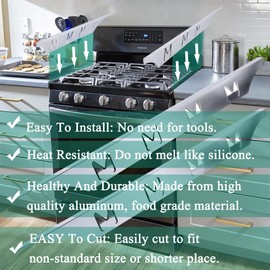 Stove Counter Gap Cover Filler, Range Trim Kit, Aluminum Don't Melt Like Silicone, For 1/32” to 5/8” Gap, Adjustable Length 23” to 25.4”, Left and Right 2 PCS, 3 Years Guarantee