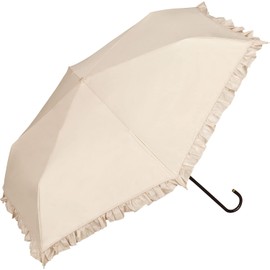 [2025] Wpc. 801-11820-102 Parasol Blackout Classic Ruffle Mini Beige <100% Shading Ratio / 100% UV Reduction / UPF 50+/Thermal Blocking/Rain / Sun / Rain / Sun / Rain / Folding Umbrella for Work or