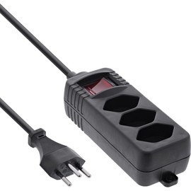 InLine® Switzerland 3-Way Power Strip with Switch 1.5 m Black