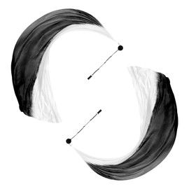 PATIKIL Dance Silk Veil Poi 79" x 32", 1 Pair Women Belly Dance with Streamer Throw Ball for Dance, Ink Gradient