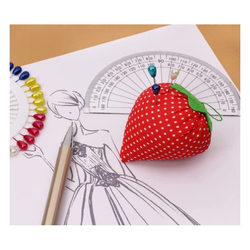 2.36" DIY Craft Strawberry Pin Cushion,Needle Holder Sewing (6 *