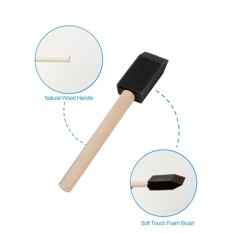WAFJAMF 10 Pack Black Sponge Paint Brushes Set Wood Handle