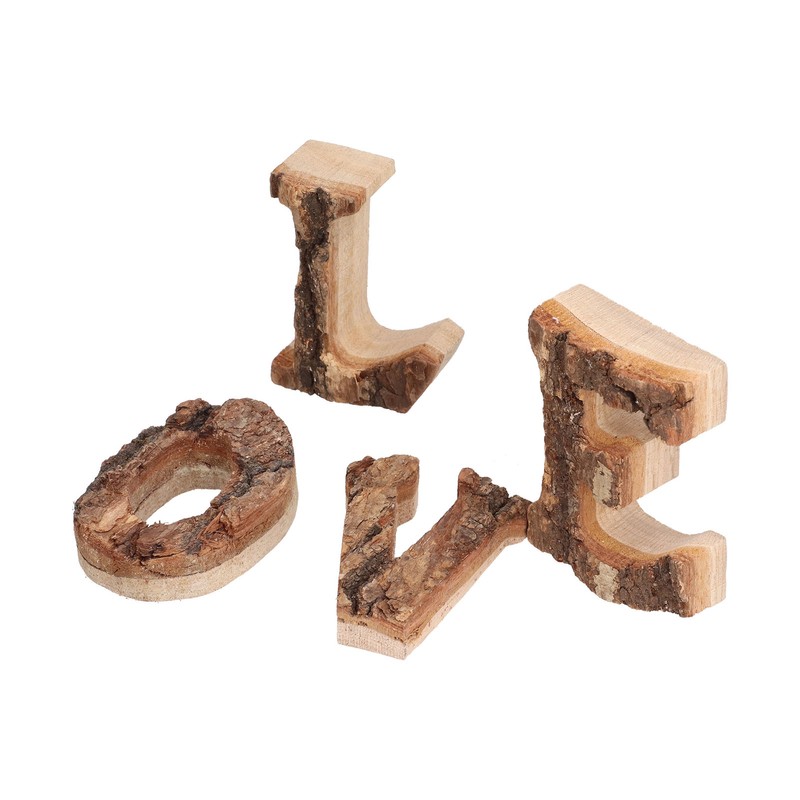 4Pcs Letters Wooden Blocks LOVE Shape Retro Free Standing Decorative