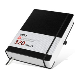 B5 Lined Notebook, 320 Pages Large B5 Note Book Notepad, 100gsm Thick Lined Paper, Hardcover Leather College Ruled Journal Notebook for Men Work Writing, Inner Pocket, 19 x 25 cm-Black