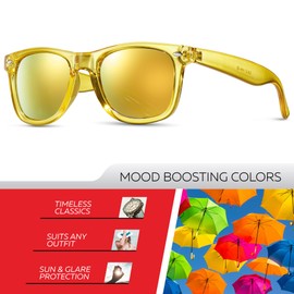 Retro Rewind Translucent Frame Colorful Neon 80s Sunglasses for Men Women - Reflective Mirrored Lens
