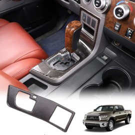 HIRUFAIT Gear Shift Panel Frame Sticker Trim for Toyota Tundra 2007-2013 Center Consoles Accessories, Real Carbon Fiber Automotive Interior Decorative Cover