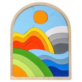 Lasoba Kids Puzzles Ages 3-5, Wooden Puzzles for Toddlers 3-5, Color Shapes Puzzles for Kids Ages 4-6, Toddler Puzzles Montessori Toys for 3 Year Old, Great Gifts for 3+ Year Olds (Hills)