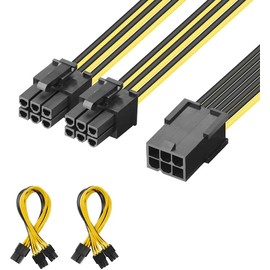 J&D Pack of 2 6 Pin Female to Dual 6 Pin Male PCI Express (PCIe) Graphics Card PCI Express Splitter Cable - 20 cm
