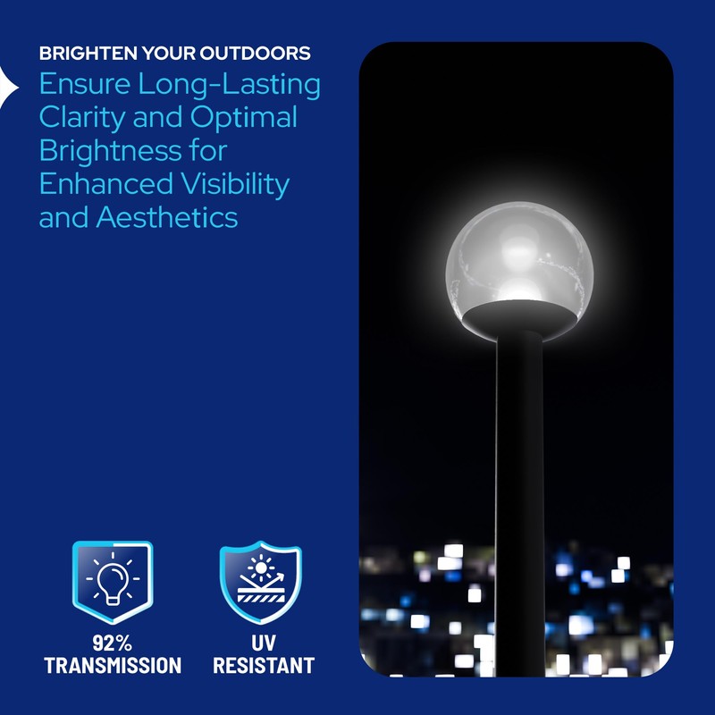 KastLite KastLite 14" Clear Acrylic Lamp Post Globe | Smooth