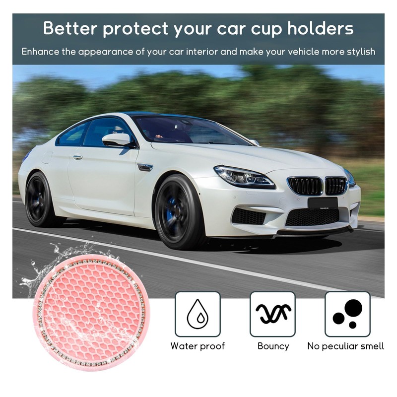 4 PCS Bling Car Cup Coaster, 2.75 Inch Crystal Rhinestone