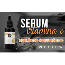 Serum de Vitamina C enriquecedio con Acido Hialuronico, natural para todo tipo de piel, antiedad, antioxidante, Suero rejuvenecedor antimanchas. Contenido 50 ml