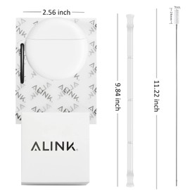 ALINK Reusable Silicone Straws with Case, Portable Foldable Travel Straws with Cleaning Brush - White
