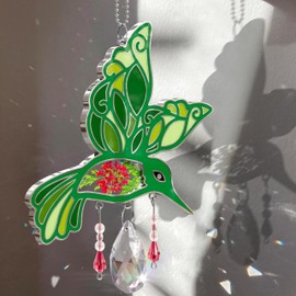 KY&BOSAM Hummingbird Suncatcher Crystal Colorful Rainbow Prisms Sun Catchers for Windows Hangings Wind Chimes Ornaments with Metal Charms Garden Decor Gifts for Women Mothers Day Wedding Christmas