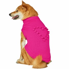 Blueberry Pet 2023 New Heart Dog Sweater Valentine’s Day Clothes for Small Girl Dogs, Hot Pink Pullover Crewneck Holiday Apparel, Back Length 10”