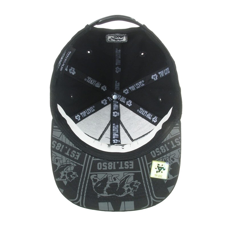 Top Level Cali Bear Embroidery Snapback Flat Bill Hat 220323A-Black