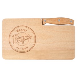 Geschenke für Papa Geschenk Vatertagsgeschenk für Papa Geschenkset Frühstücksbrettchen “Bester Papa der Welt ” Holz Schneidebrett für Vatertag Jausenbrett Bester Papa Geschenke | Geburtstagsgeschenk