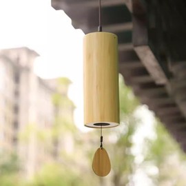 OLizee® Natural Bamboo Healing Wind Chime Decorative Meditation Chime Melodious Yoga Wind Chime Hand-Cranked Chord Wind Bell Zen Wind Chime for Home Decor Rain