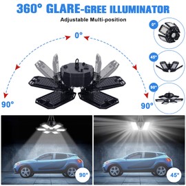 Aoretic LED Garage Lights Bulb 2 Pack -180W, 18000LM 6500K Led Shop Light with 6+1 Deformable Panels, Basement Barn Light Garage Ceiling Lights, E26/E27 for Garage, Warehouse, Shop, Basement