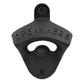 HAIICEN Cast Iron Bottle Cap Opener Wall Mounted Beer Opener Mountable Black for Wooden Post Table Board Craft
