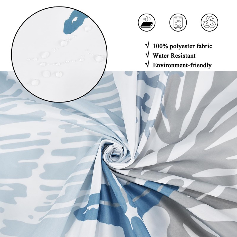 Caheansi Nautical Coastal Shower Curtain, Blue Ocean Beach Seashell Starfish