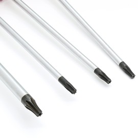 Piutouyar 4 Pcs Magnetic Torx Screwdrivers Set Torx Security Screwdriver T8、T9、T10、T15 Torx 3mm, 75mm Long (red)