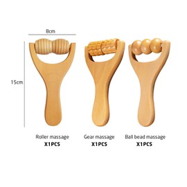 3-teiliges Rollenmassagegerät, Holzroller-Kugelmassagegerät, Beinmuskel-Entspannungsgerät, Muskelmassagegerät, geeignet für Erwachsene