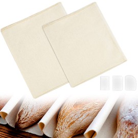 SIYINGSAERY Premium Baker's Linen Cloth Bread Baking Baker's Linen Dough Cloth Natural Cotton and Linen Professional Fermenting Cloth with 3 Dough Scrapers for Baguette Bread 65 x 85 cm, 43 x 75 cm