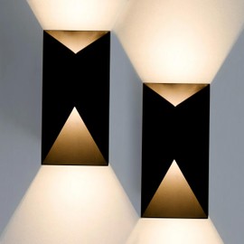 Laplusbelle LED Outdoor Wall Lights, Modern Black Exterior Wall Light Fixtures, Dimmable 10W 3000K Up Down Patio Porch Lights Wall Mount Outdoor Sconces for House Yard Hallway(2-Pack)