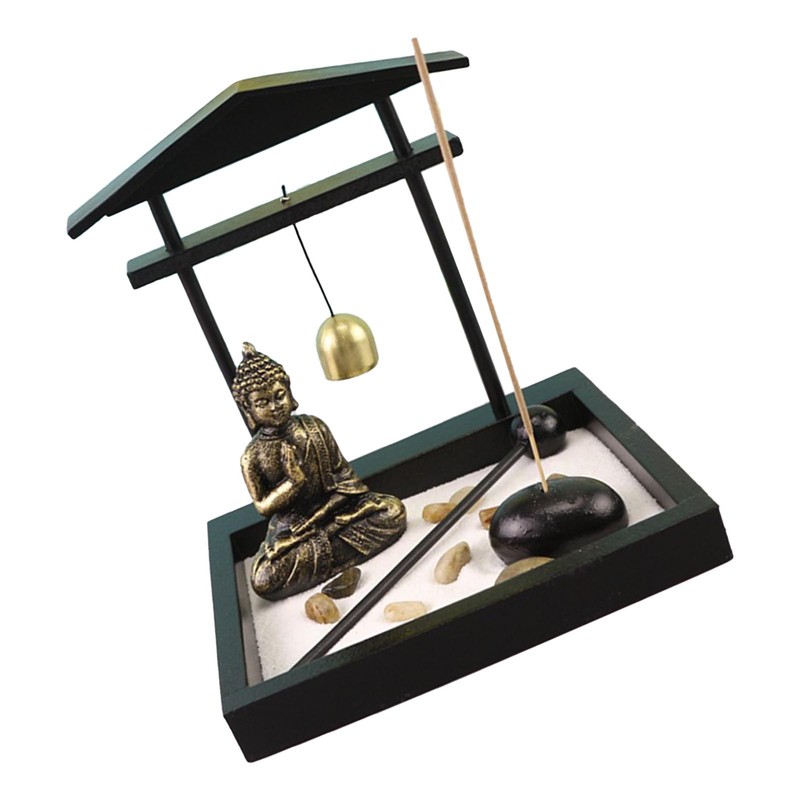 Sitting Buddha Ornament Statue Resin Zen Sand Garden Meditating Sculpture