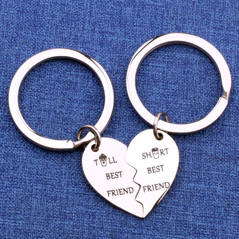 Tall and Short Best Friend Keychains Set Friendship Jewelry BFF
