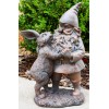 Whimsical Mr Gnome Dancing With Hare Rabbit Fairy Garden Figurine