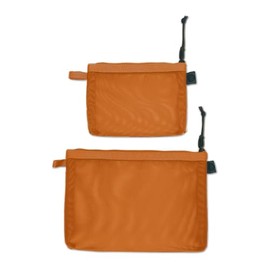 Baboon to the Moon Monomesh Pouch Set – Ultra-Light, Durable Travel and Storage Organizer with Transparent Design – Perfect for Toiletries, Accessories, Cosmetics, and Tech Gear (Caramel)