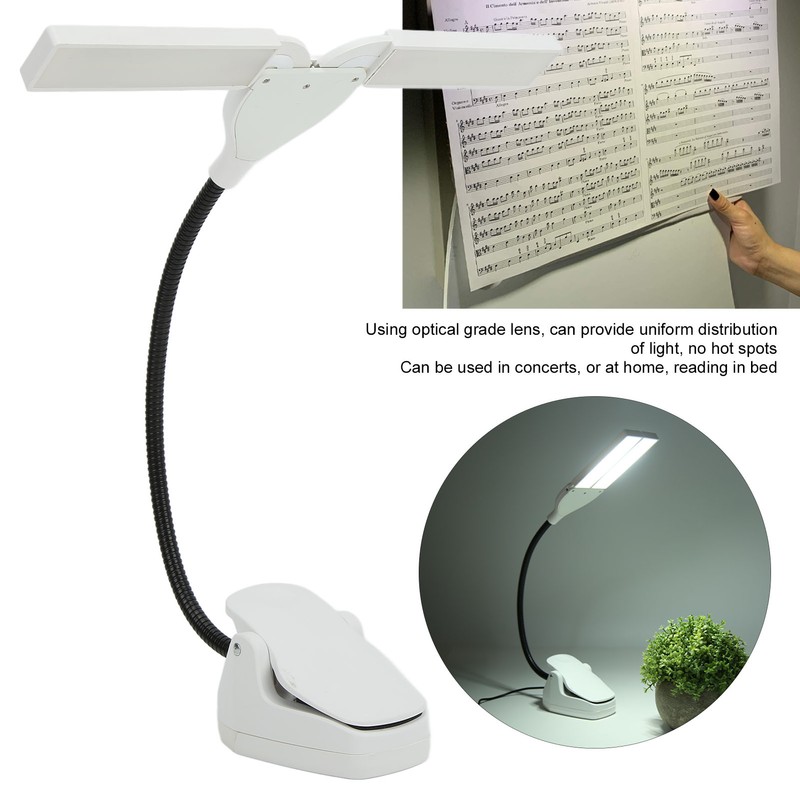 Music Stand Light LED Rechargeable Bendable Professional Design White Lamp