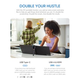 ARZOPA 16.1" Portable Monitor, 100% sRGB FHD 1080P Kickstand Portable Laptop Monitor High Color Gamut Display IPS Eye Care Screen for High-end Office & Entertainment -Z1C