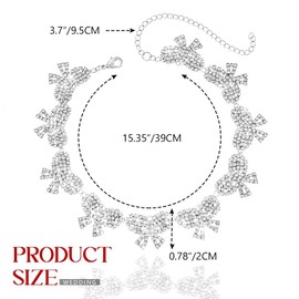 EARENT Rhinestone Bow Choker Necklace Silver Bowknot Crystal Jewelry Sparkly Necklaces Chain for Women