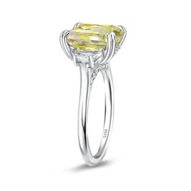 Effinny 4.5ct Canary Yellow/Emerald Green Engagement Ring for Women,Two-Tone Asscher Cut Three Stone Promise Ring in 925 Sterling Silver (Canary Yellow, 6.5)