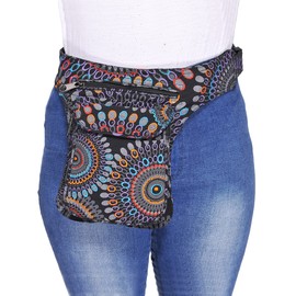 The Collection Royal Handmade Festival Waistpack Boho Hippie Waist Bag Hip Bum Running Belt Fanny Pack Travel Utility Belt (Blk+Mul E)