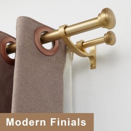 Kemmie Modern Double Curtain Rods, Warm Gold Curtain Rod 72-144 Inch Length Drapery Rod