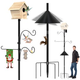 GRECOMEIN Bird Feeder Pole 118 Inch,Bird House Pole Mount Kit with Squirrel Proof BafflePresent for Mom,Good Luck Elephant Outdoor Statue Decorations,Funny Patio and Outdoor Yard Decoration