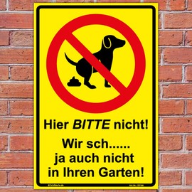 '"Please Do Not Here Sign 300 x 200 mm no Dog Toilet, Yellow, Stable Aluminium Composite Panel 3 mm Thick