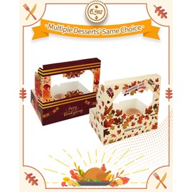 qiqee Thanksgiving Cookie Box with Window 9x6x2.5 inch 50Pcs Pastry Macaron Thanksgiving Leaves Bakery Box For Thanksgiving Day