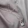 ALEXCRAFT Silver Lock Necklace for Women Girls, Silver and Gold